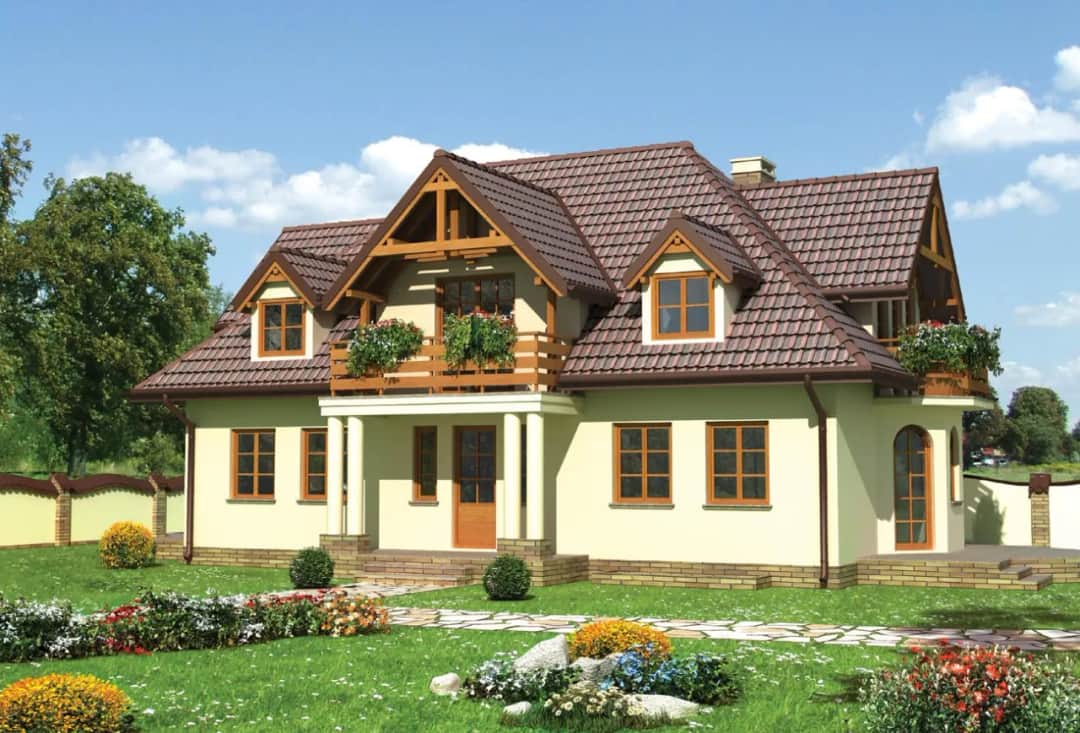 Projekt domu Szafran 5: funkcjonalny dom z poddaszem i garażem