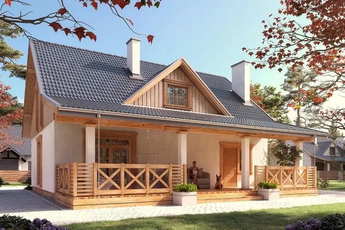 Jesienna Zaduma: Nowoczesny Dom z Eleganckim Charakterem