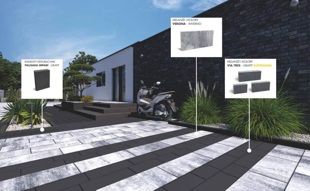 Via Tres Grafit: elegancka kostka brukowa do nowoczesnych posesji