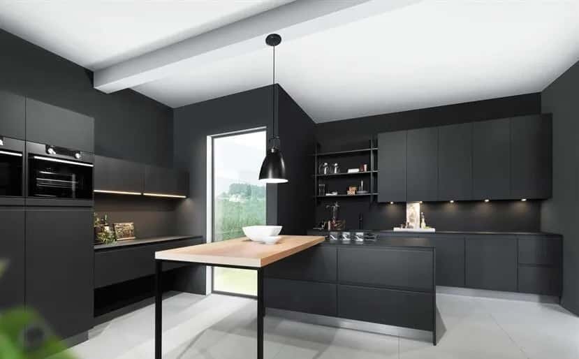 Czarny lacobel w kuchni: elegancja i nowoczesność na ścianie